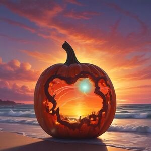 Sunset Beach Pumpkin Print